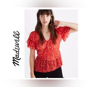 Madewell Tiered-Sleeve Peplum Top - Size 6